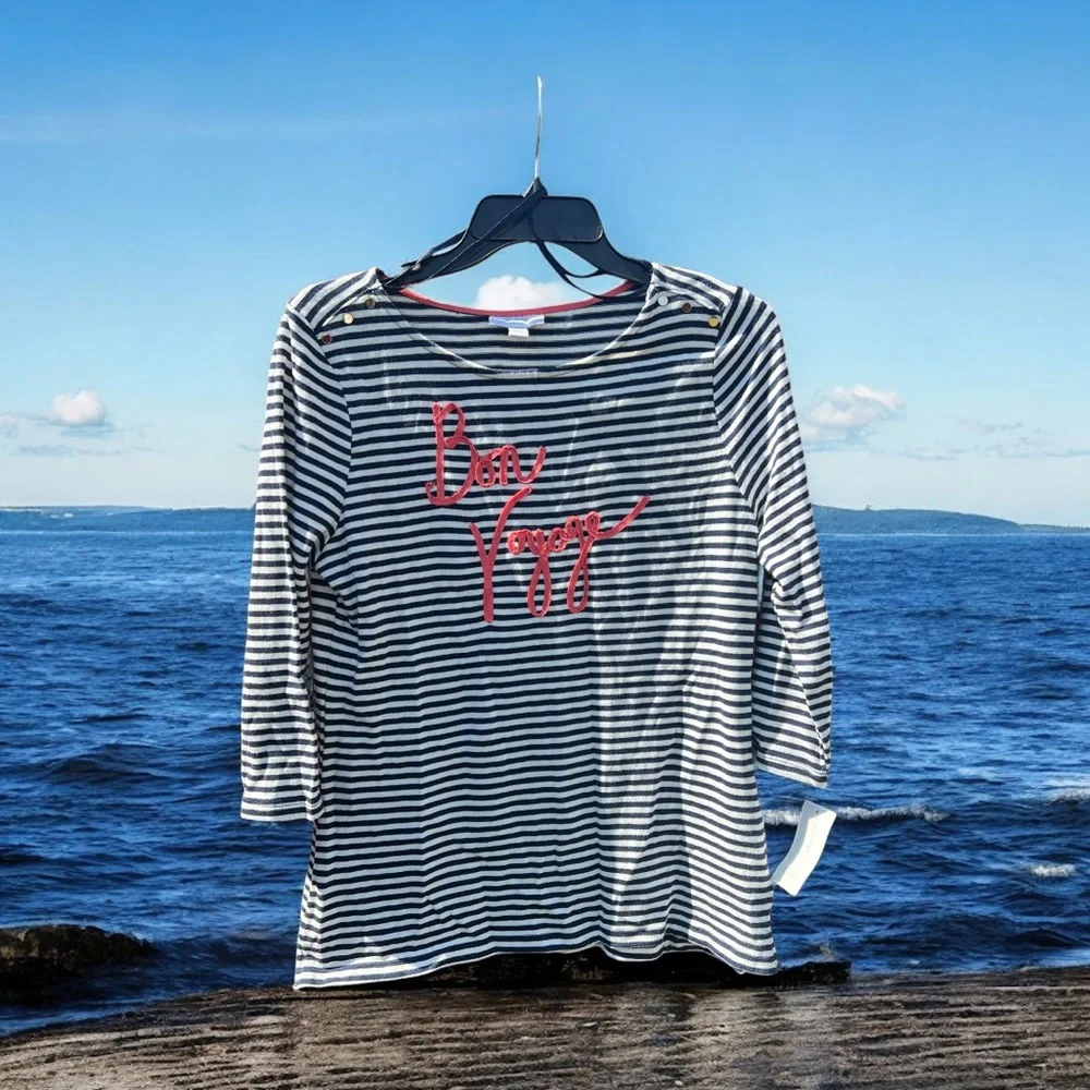 Retro Charter Club Striped Bon Voyage Petite Top NWT NEW Deadstock Nautical
